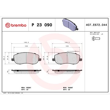 

BREMBO Sada brzdových destiček P 23 090