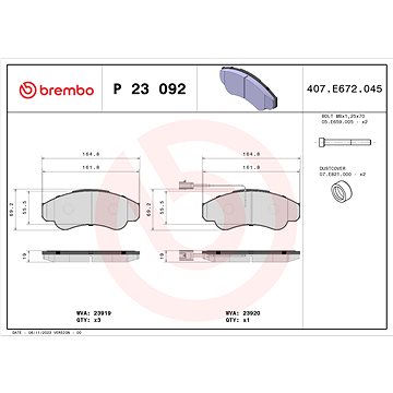 

BREMBO Sada brzdových destiček P 23 092