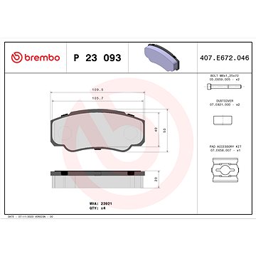 

BREMBO Sada brzdových destiček P 23 093