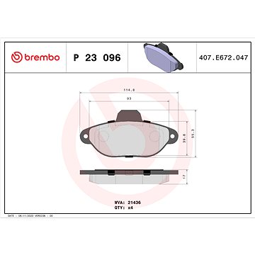 

BREMBO Sada brzdových destiček P 23 096