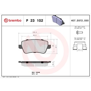

BREMBO Sada brzdových destiček P 23 102