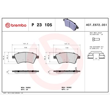 

BREMBO Sada brzdových destiček P 23 105