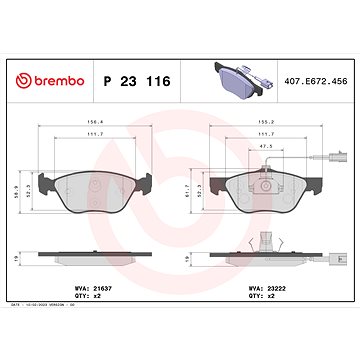 

BREMBO Sada brzdových destiček P 23 116