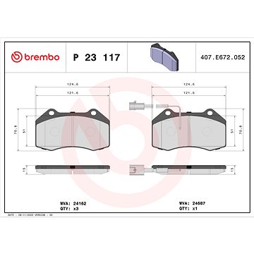 

BREMBO Sada brzdových destiček P 23 117