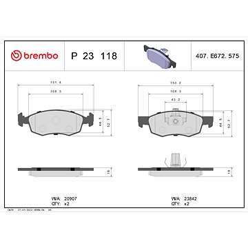 

BREMBO Sada brzdových destiček P 23 118