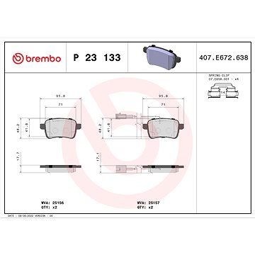 

BREMBO Sada brzdových destiček P 23 133