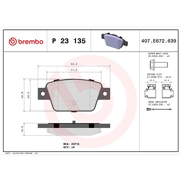 

BREMBO Sada brzdových destiček P 23 135
