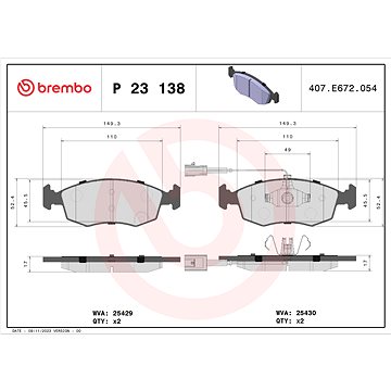 

BREMBO Sada brzdových destiček P 23 138