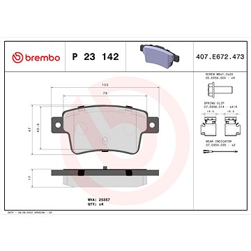 

BREMBO Sada brzdových destiček P 23 142