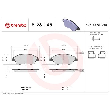 

BREMBO Sada brzdových destiček P 23 145