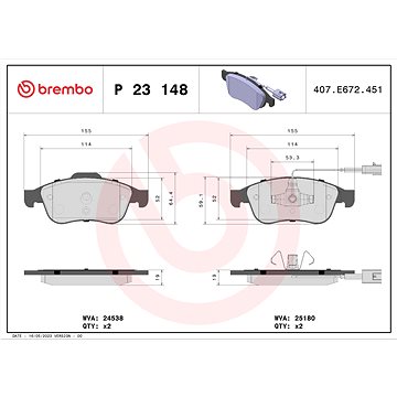 

BREMBO Sada brzdových destiček P 23 148