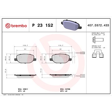 

BREMBO Sada brzdových destiček P 23 152