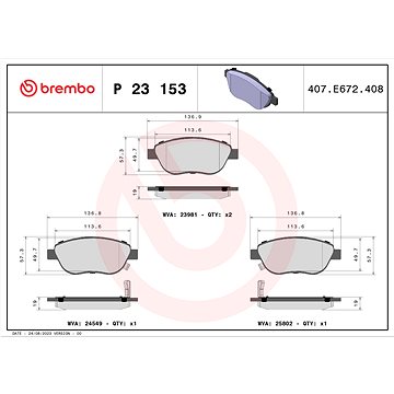 

BREMBO Sada brzdových destiček P 23 153