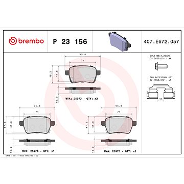 

BREMBO Sada brzdových destiček P 23 156