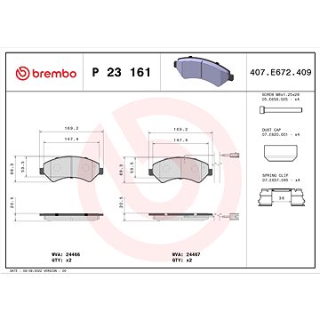 

BREMBO Sada brzdových destiček P 23 161