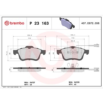 

BREMBO Sada brzdových destiček P 23 163