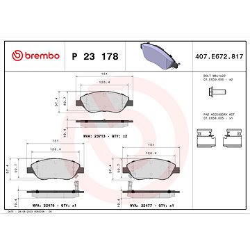 

BREMBO Sada brzdových destiček P 23 178