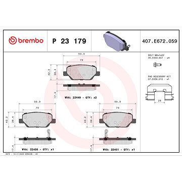 

BREMBO Sada brzdových destiček P 23 179