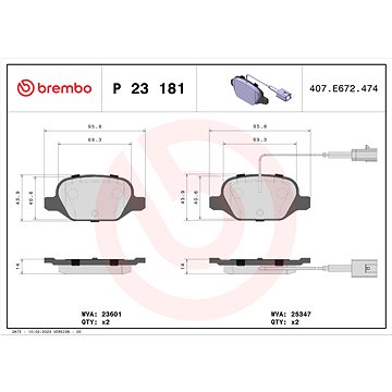 

BREMBO Sada brzdových destiček P 23 181