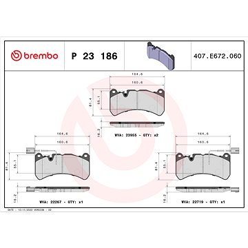 

BREMBO Sada brzdových destiček P 23 186
