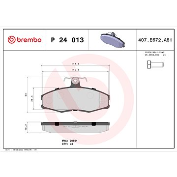 

BREMBO Sada brzdových destiček P 24 013