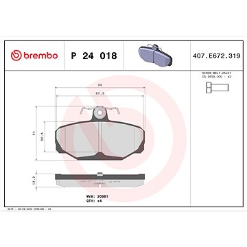 

BREMBO Sada brzdových destiček P 24 018