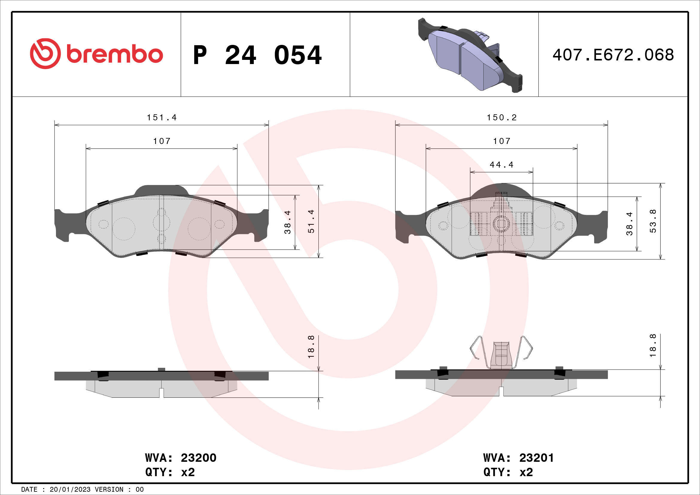 

BREMBO Sada brzdových destiček P 24 054