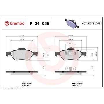 

BREMBO Sada brzdových destiček P 24 055