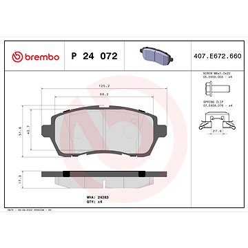 

BREMBO Sada brzdových destiček P 24 072X