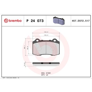

BREMBO Sada brzdových destiček P 24 073