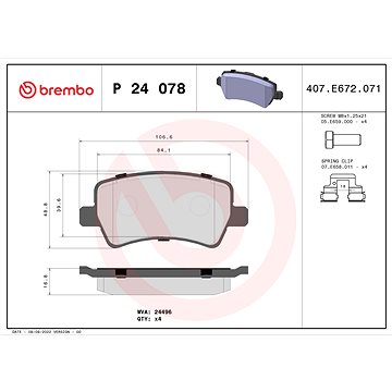 

BREMBO Sada brzdových destiček P 24 078X