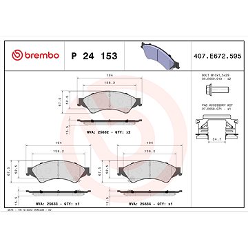 

BREMBO Sada brzdových destiček P 24 153X