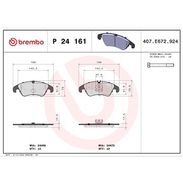 

BREMBO Sada brzdových destiček P 24 161
