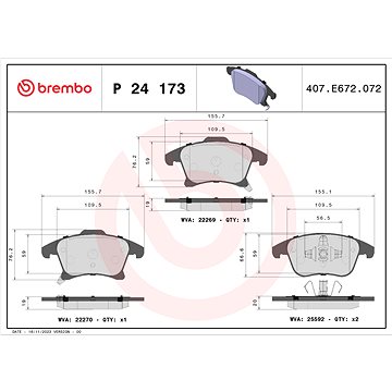 

BREMBO Sada brzdových destiček P 24 173