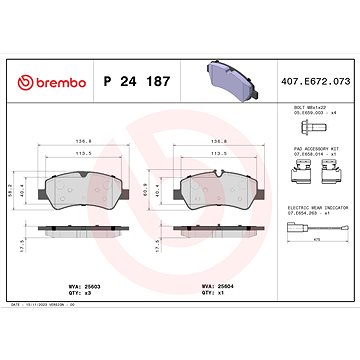 

BREMBO Sada brzdových destiček P 24 187