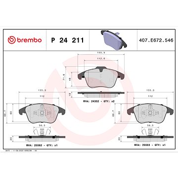 

BREMBO Sada brzdových destiček P 24 211
