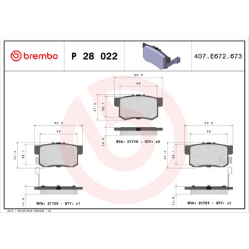 

BREMBO Sada brzdových destiček P 28 022