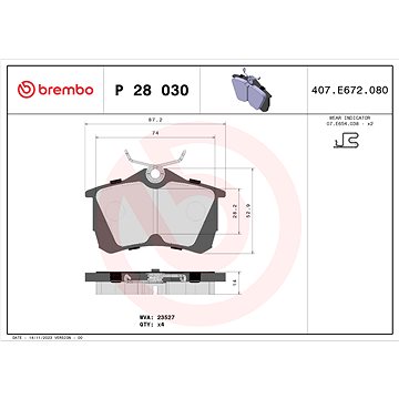 

BREMBO Sada brzdových destiček P 28 030
