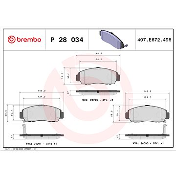 

BREMBO Sada brzdových destiček P 28 034