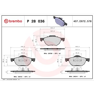 

BREMBO Sada brzdových destiček P 28 036