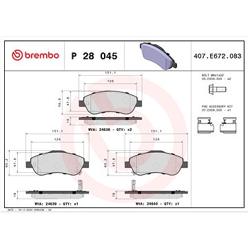 

BREMBO Brzdové destičky P 28 045X