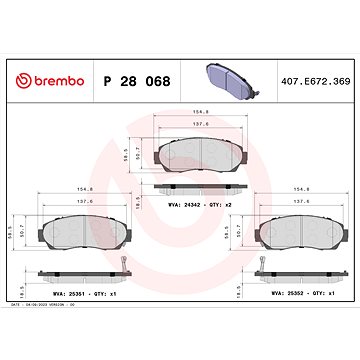 

BREMBO Sada brzdových destiček P 28 068
