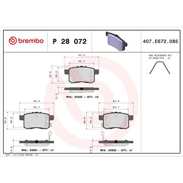 

BREMBO Sada brzdových destiček P 28 072