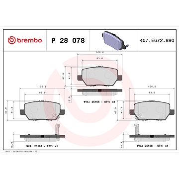 

BREMBO Sada brzdových destiček P 28 078
