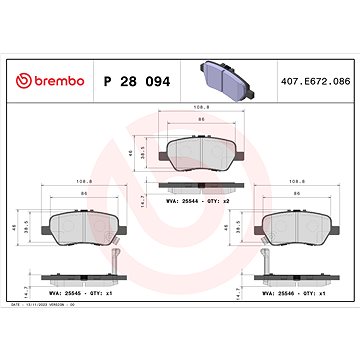 

BREMBO Sada brzdových destiček P 28 094