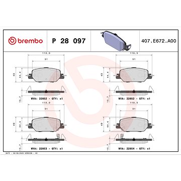 

BREMBO Sada brzdových destiček P 28 097