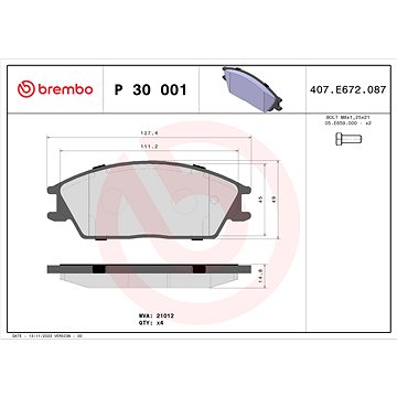 

BREMBO Sada brzdových destiček P 30 001
