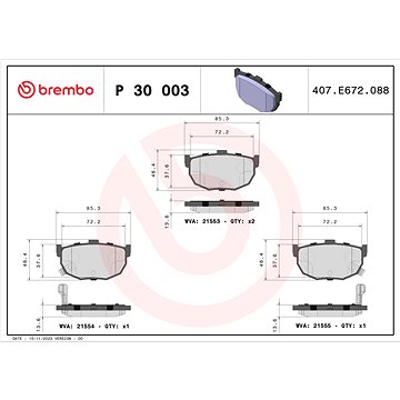 

BREMBO Sada brzdových destiček P 30 003