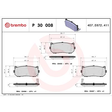 

BREMBO Sada brzdových destiček P 30 008