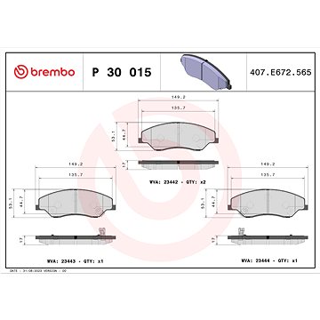 

BREMBO Sada brzdových destiček P 30 015